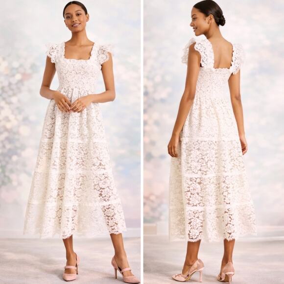 Hill House Dresses & Skirts - Hill House The Collector's Edition Ellie Nap Midi Dress White Lace Size M New